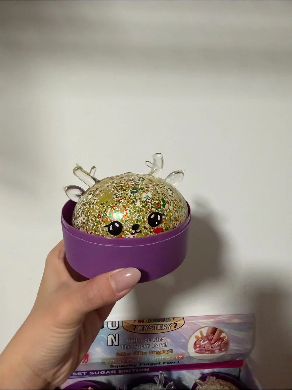 Dumpling Squishy Reindeer  Christmas Fidget Bun - Glitter Rainbow Mystery